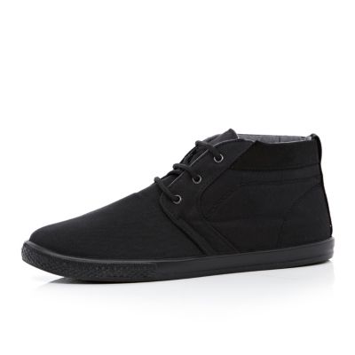 Black canvas mid boots