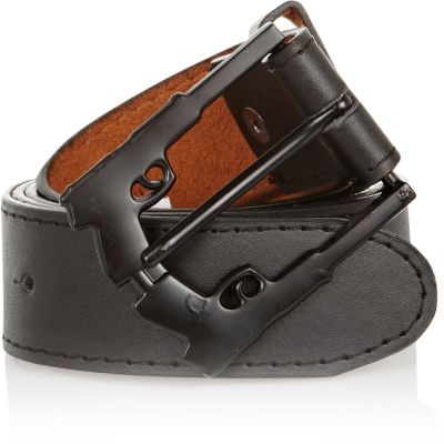 Black double pistol buckle belt