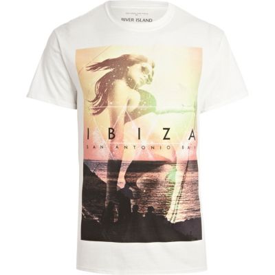 White Ibiza girl print t-shirt
