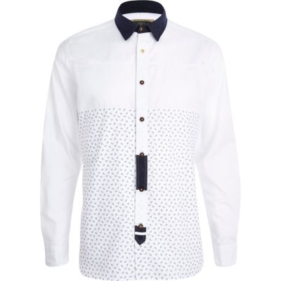 WHITE HOLLOWAY ROAD SCISSOR PRINT SHIRT