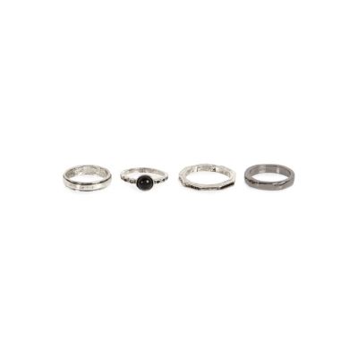 Silver tone burnished ring pack