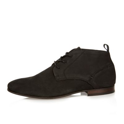 Black leather chukka boots