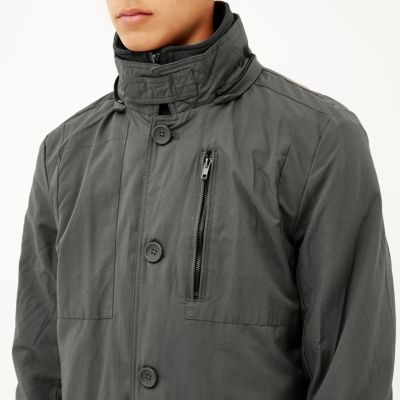 Grey casual long parka jacket