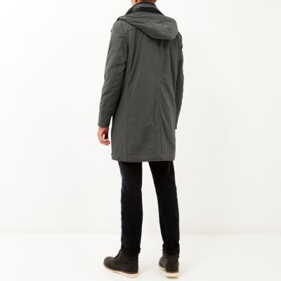 Grey casual long parka jacket