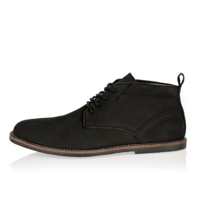Black nubuck leather desert boots