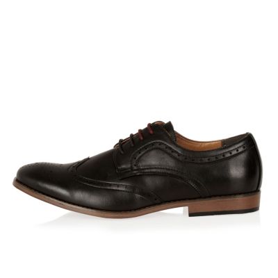 Black color block sole brogues