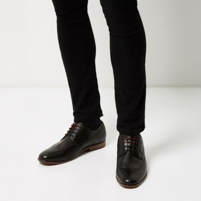 Black color block sole brogues