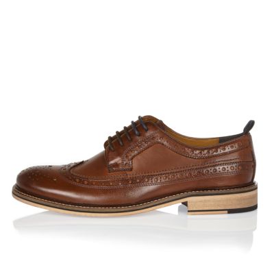 Dark brown leather derby brogues