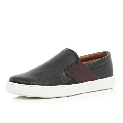 Black slip on plimsolls