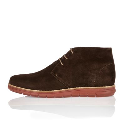 Dark brown suede wedge chukka boots