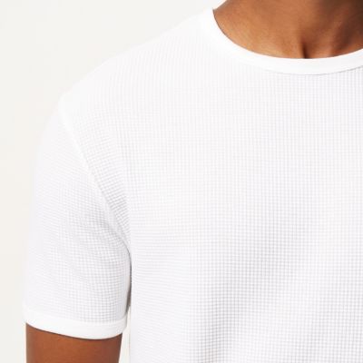 White Waffle Slim Fit T Shirt T Shirts T Shirts Vests Men