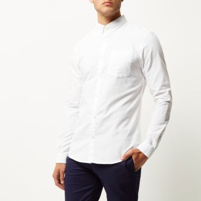 mens slim fit oxford shirt white