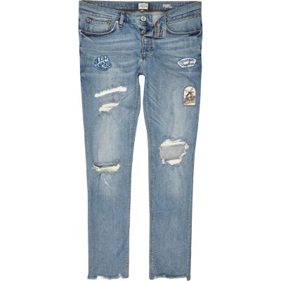 light wash ripped jeans mens