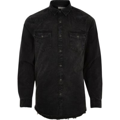 black denim shirt for mens