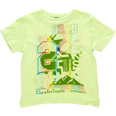 Boys green short sleeve printed t-shirt