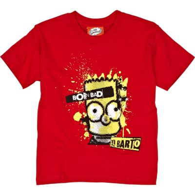 Boys red bart simpson print t-shirt