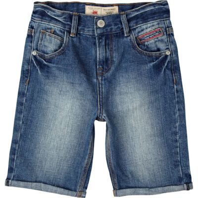 Boys mid wash denim shorts