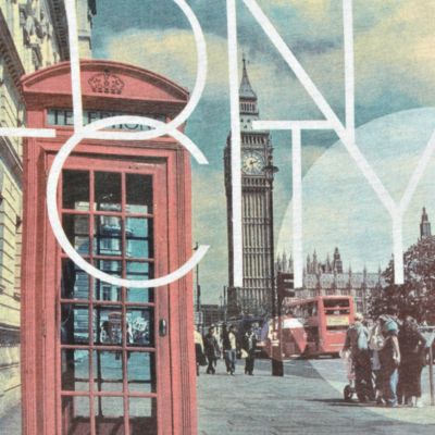 Boys grey london phone box print t-shirt