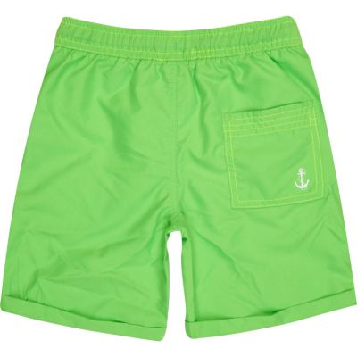 Boys green fluoro swim shorts