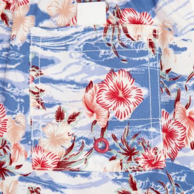 Boys blue hawaiian print swim shorts