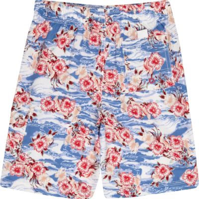 Boys blue hawaiian print swim shorts