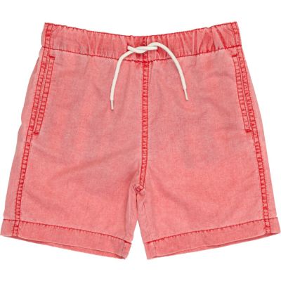 Boys red acid wash swim shorts