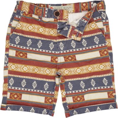 Boys red aztec shorts