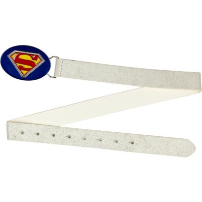 Boys white superman plate belt