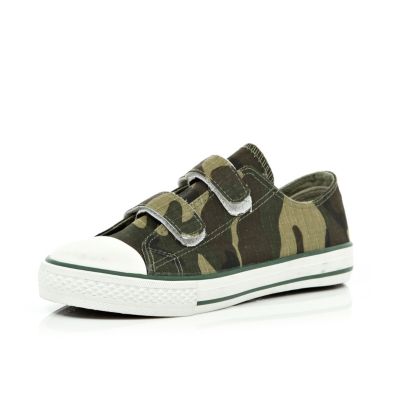 Boys khaki camouflage canvas shoes