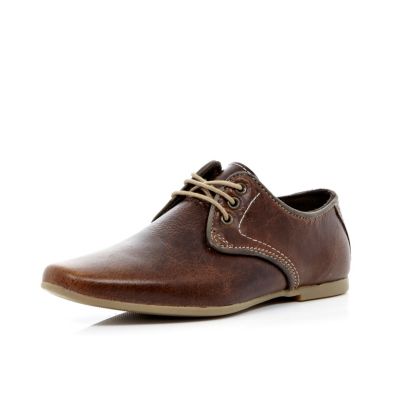 Boys brown leather lace up shoes