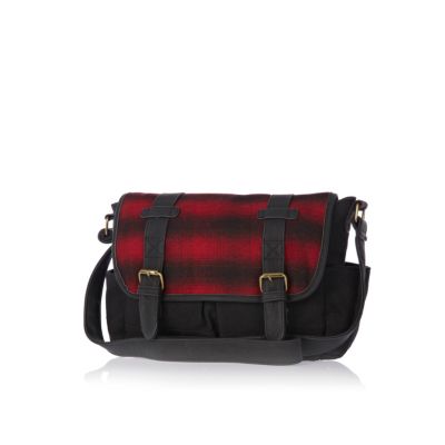 Boys red check satchel