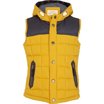 Boys yellow padded hooded gilet
