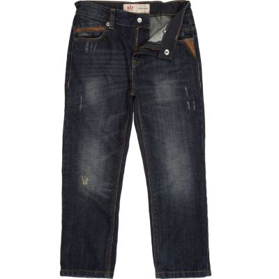 Boys dark wash distressed jeans