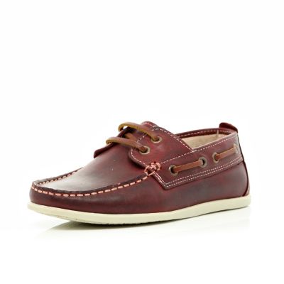 Boys red deck shoes