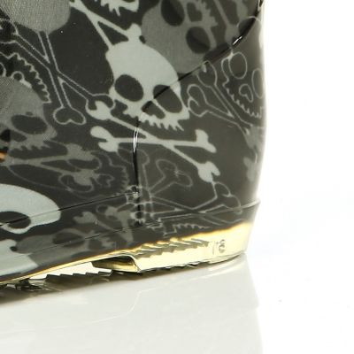 Boys black skull wellington boots