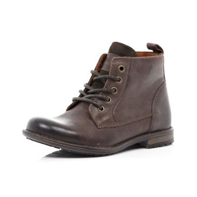 Boys brown lace up boots