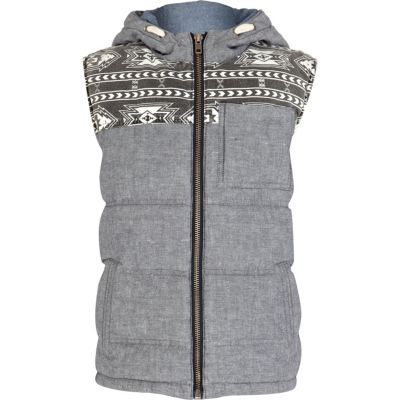 Boys grey aztec shoulder gilet