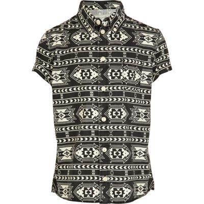 Boys black tribal print shirt