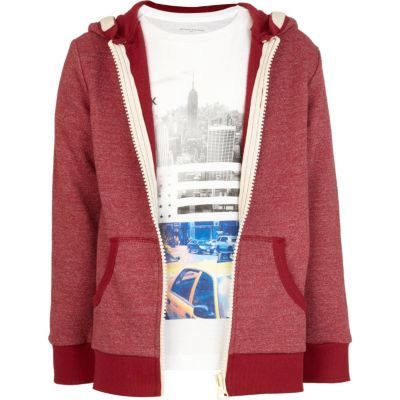 Boys red grindle hoodie and t-shirt set