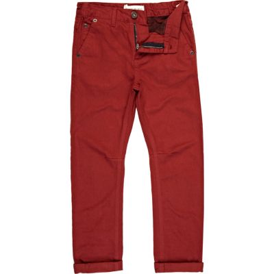 Boys red roll up chinos