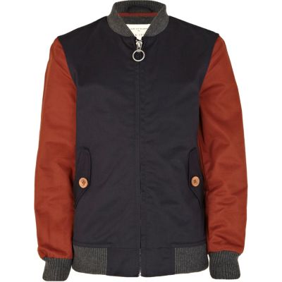 Boys navy varsity jacket
