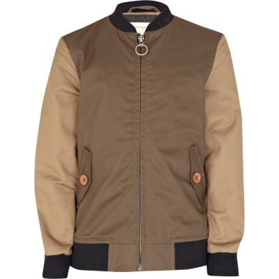Boys khaki varsity jacket