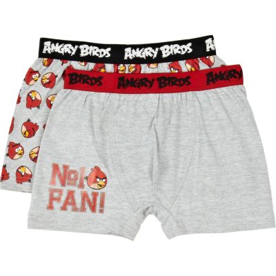 Boys grey two pack Angry Birds boxer shorts