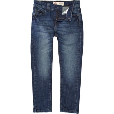 Boys blue mid wash skinny jeans