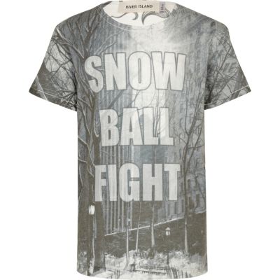 Boys white snowball fight t-shirt