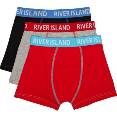 Boys red three pack boxer shorts