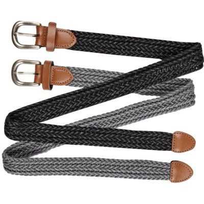 Boys grey and black two pack woven belts