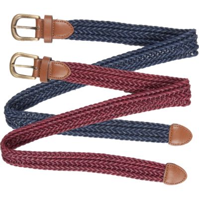 Boys navy and red two pack woven belts