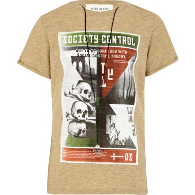 Boys yellow society t-shirt with necklace