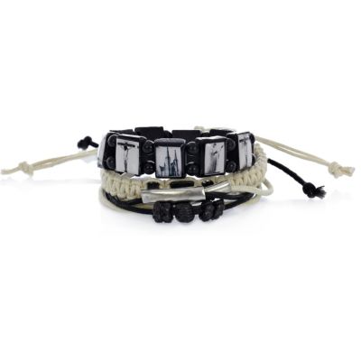 Boys black two pack cross bracelets
